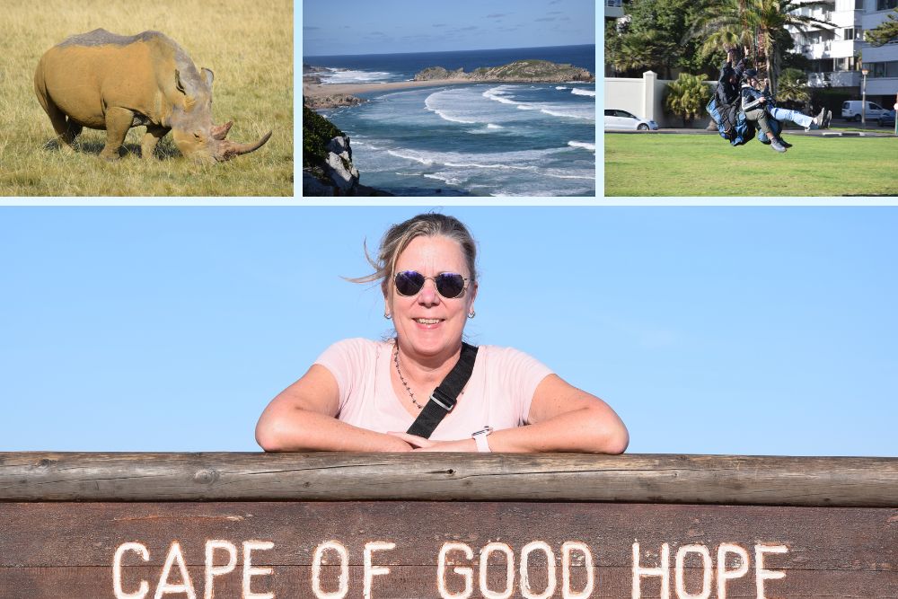 Bildcollage einer Frau auf Südafrikareise.